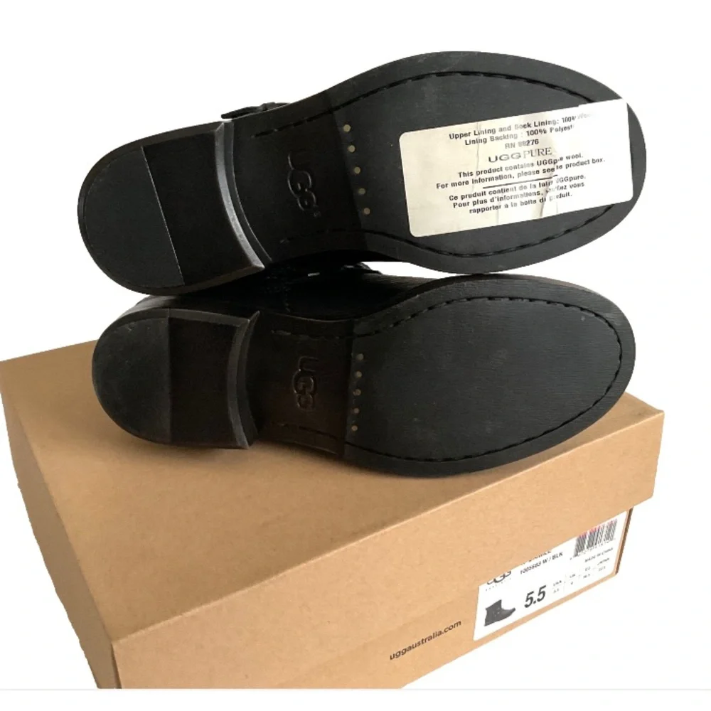 UGG CAMILE ANKLE Moto Biker Black Leather Boots Size 5.5 New - Picture 14 of 14